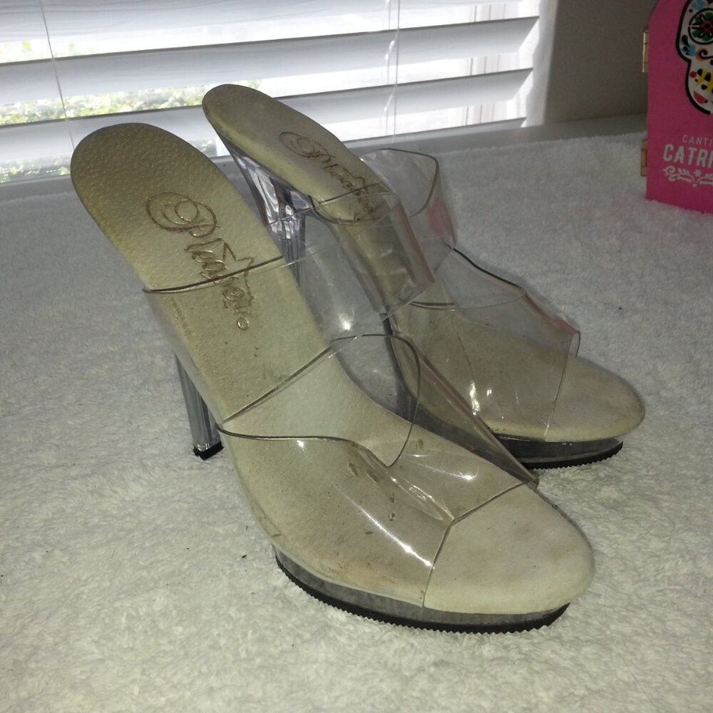 Pleaser Clear Worn Dancer High Platform Heels